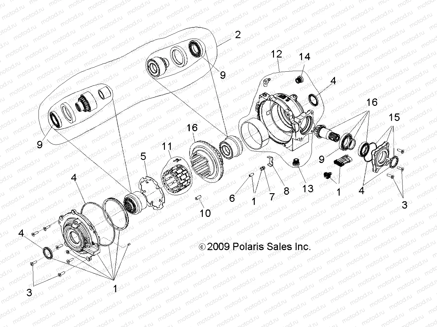 DRIVE TRAIN | DRIVE TRAIN, FRONT GEARCASE INTERNALS (Built 3/04/10 and Before) - R10VH76FX (49RGRTRANSINTL10RZRI)