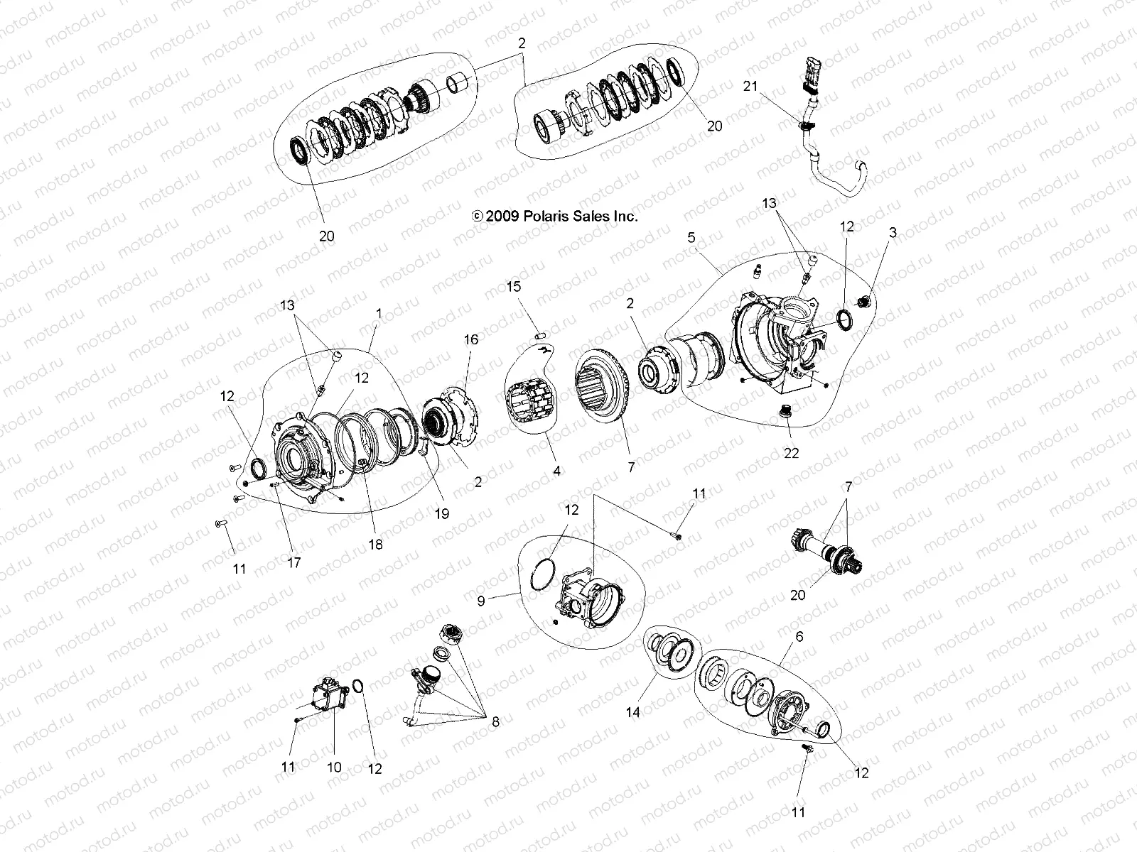 DRIVE TRAIN | DRIVE TRAIN, FRONT GEARCASE INTERNALS (Built 3/05/10 and Before) - A10ZX55AL/AT/AX (49ATVGEARCASE1332828)