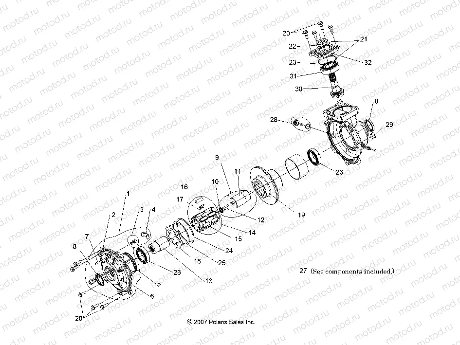 DRIVE TRAIN | DRIVE TRAIN, FRONT GEARCASE INTERNALS (Built 8/29/07 and After) - R08RH50AF/AR/AT (49RGRTRANSINTL08CREW)