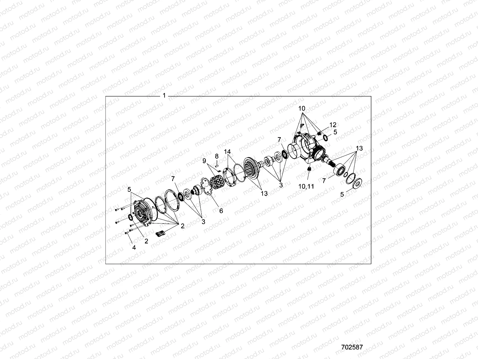 DRIVE TRAIN | DRIVE TRAIN, FRONT GEARCASE INTERNALS - D22P2AD4B4/ED4B4/FD4B4/GD4B4 (702587)