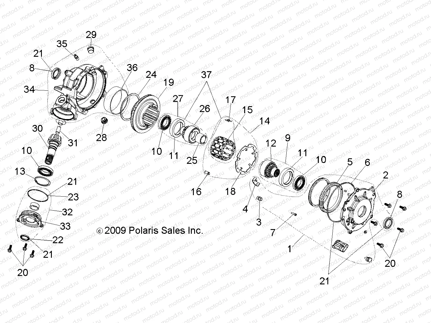 DRIVE TRAIN | DRIVE TRAIN, FRONT GEARCASE INTERNALS - R09HH68/HY68 ALL OPTIONS (49RGRTRANSINTL108004X4)