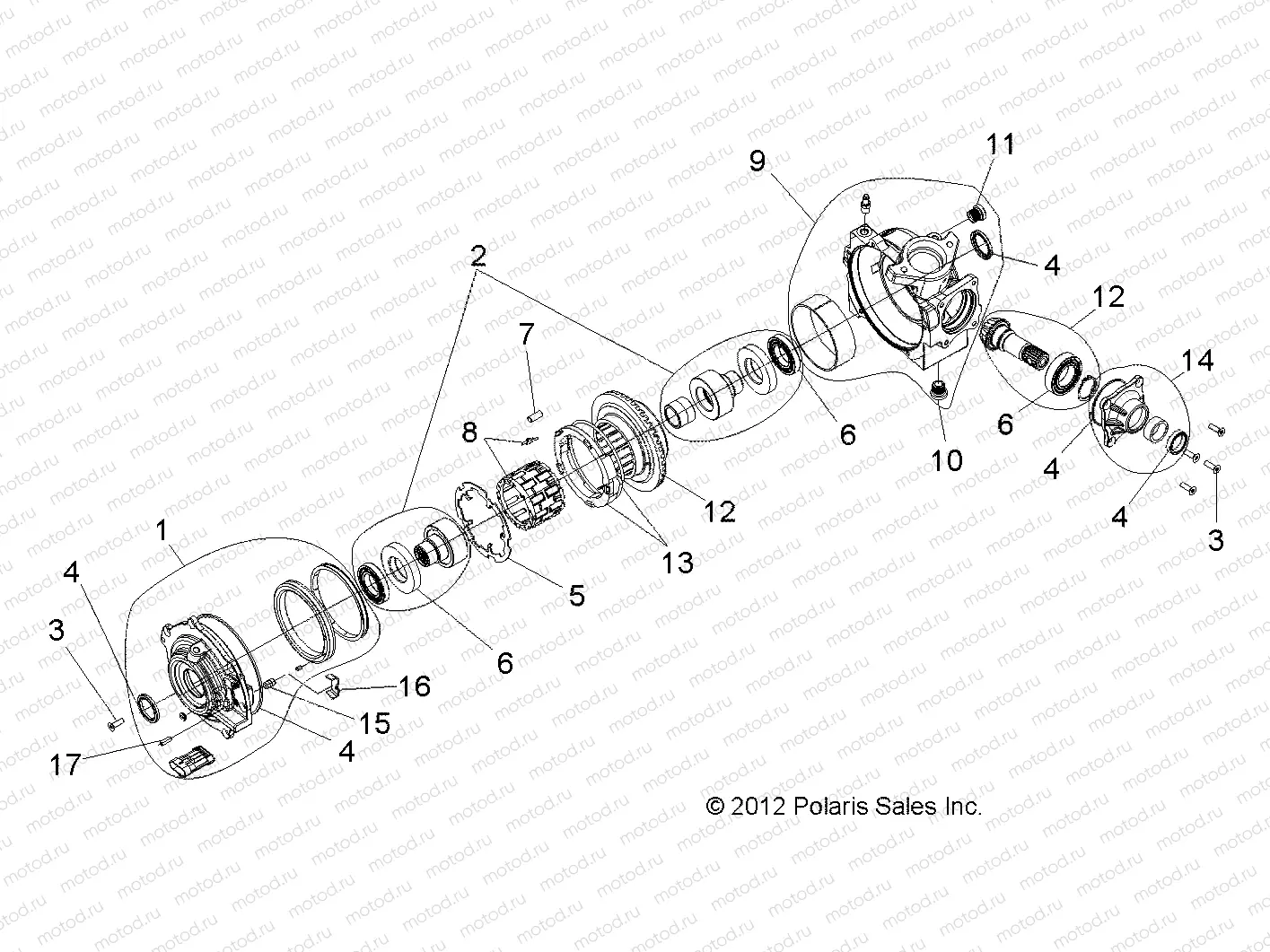 DRIVE TRAIN | DRIVE TRAIN, FRONT GEARCASE INTERNALS - R14WH57AA/AC/AR/6EAT (49ATVGEARCASE1333053)