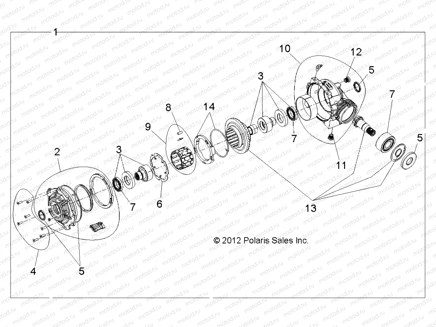 DRIVE TRAIN | DRIVE TRAIN, FRONT GEARCASE INTERNALS - Z14XT9EAO (49RGRGEARCASE1333105)