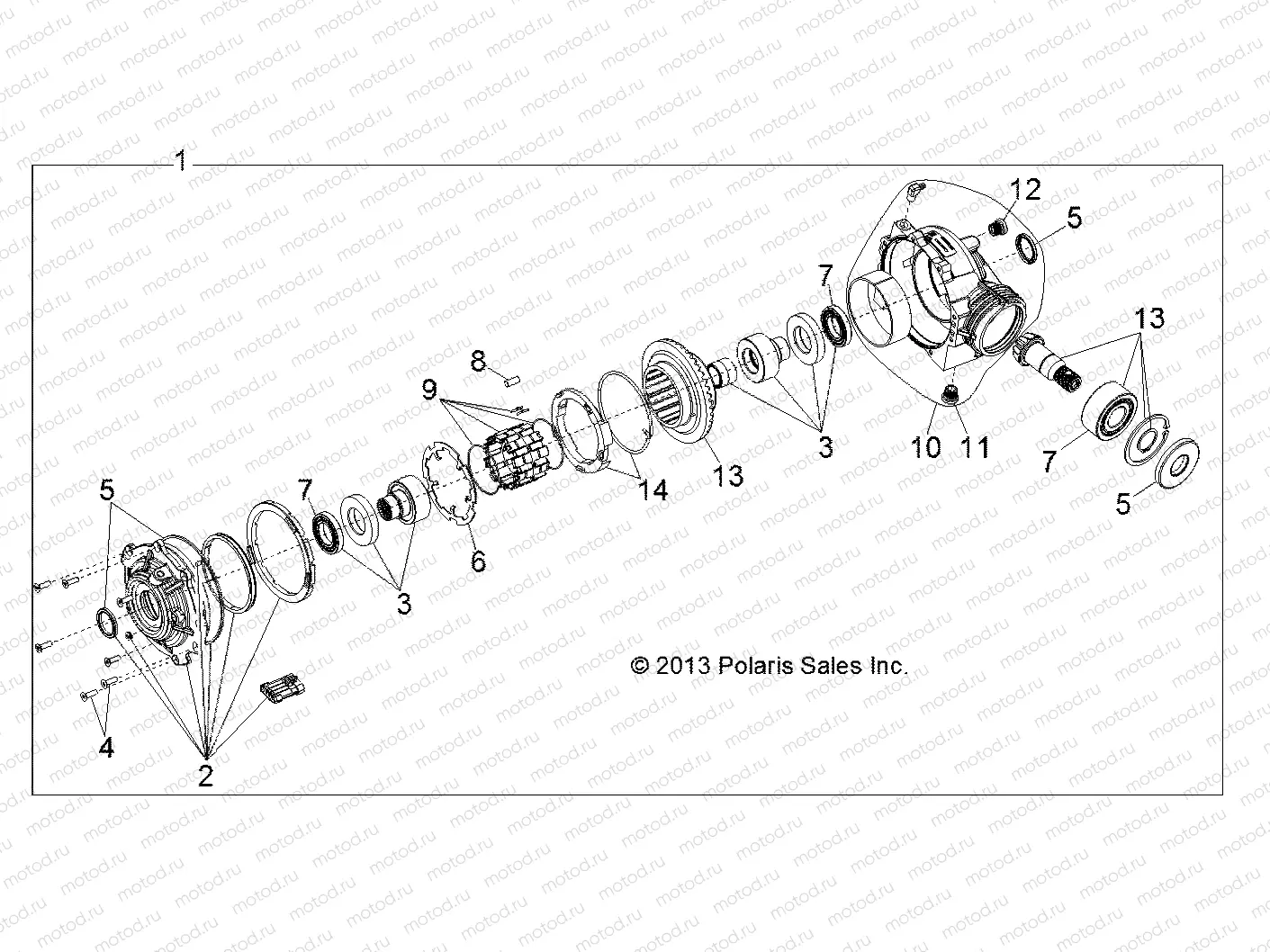 DRIVE TRAIN | DRIVE TRAIN, FRONT GEARCASE INTERNALS(BUILT 12/10/14 AND AFTER) - D151DPD1AJ/2D/1L/1M/2M (49BRUTUSGCFRT13)