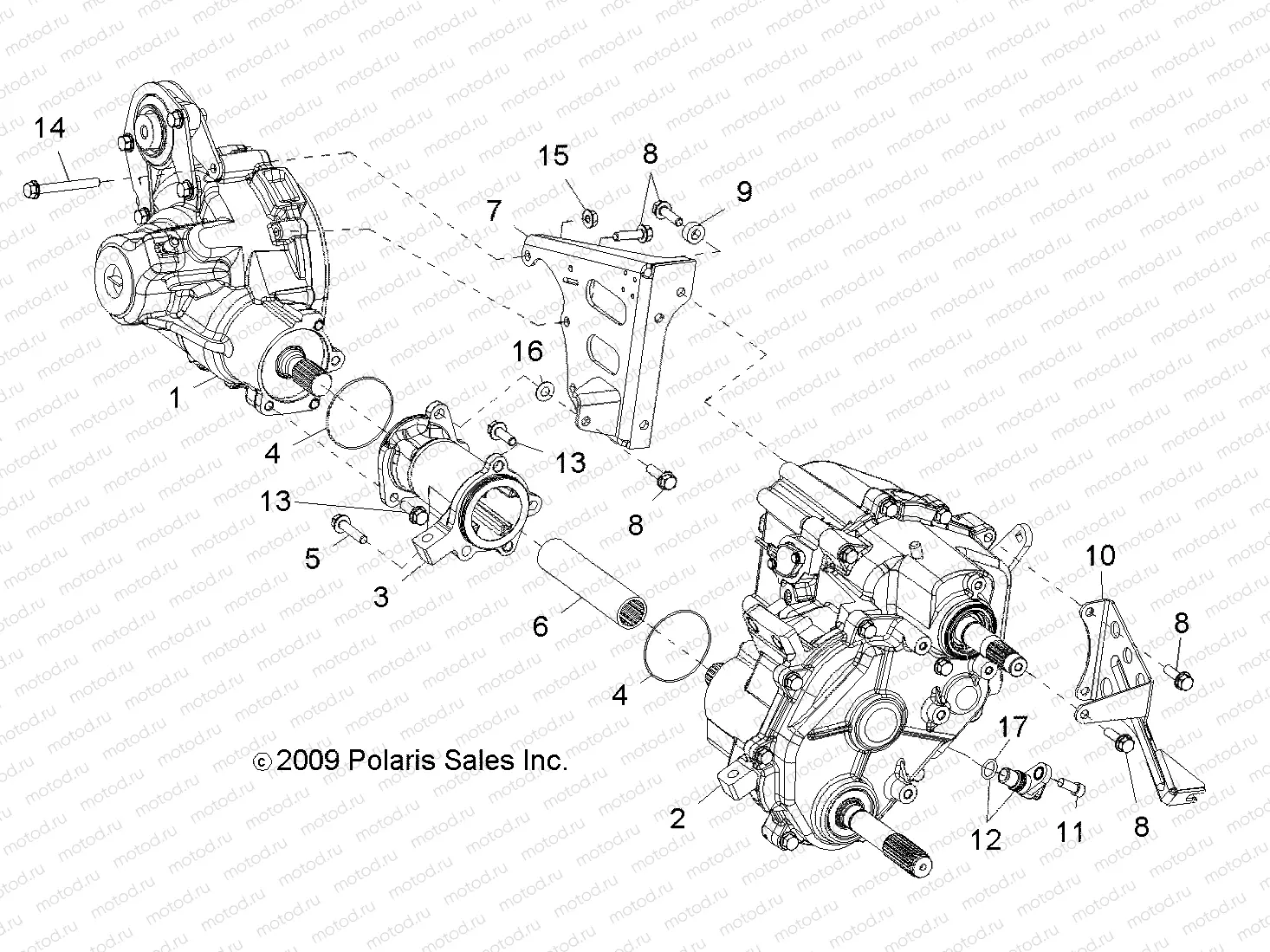 DRIVE TRAIN | DRIVE TRAIN, GEARCASE, CARRIER MOUNTING (Built 5/16/10 and Before) - R10VH76AB/AO/AQ/AW (49RGRTRANSMTG10RZR)