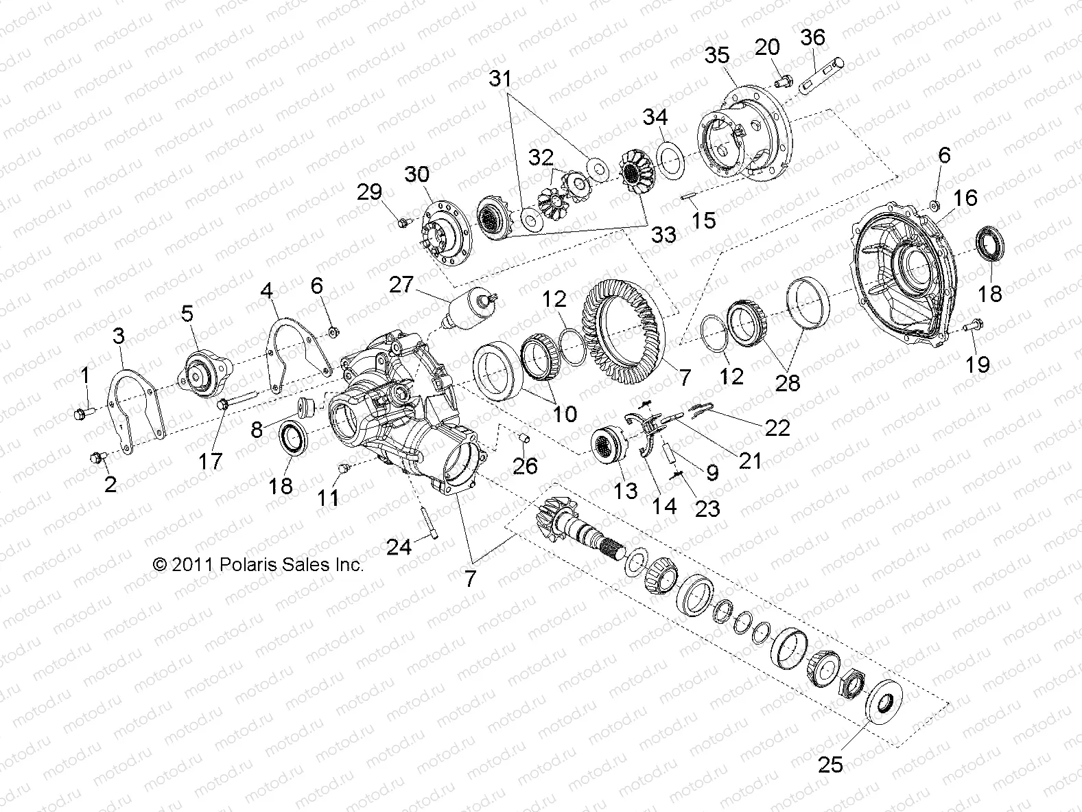 DRIVE TRAIN | DRIVE TRAIN, GEARCASE, DIFFERENTIAL, INTERNAL COMPONENTS - R13VE76FX/FI (49RGRGEARCASERR12RZRI)