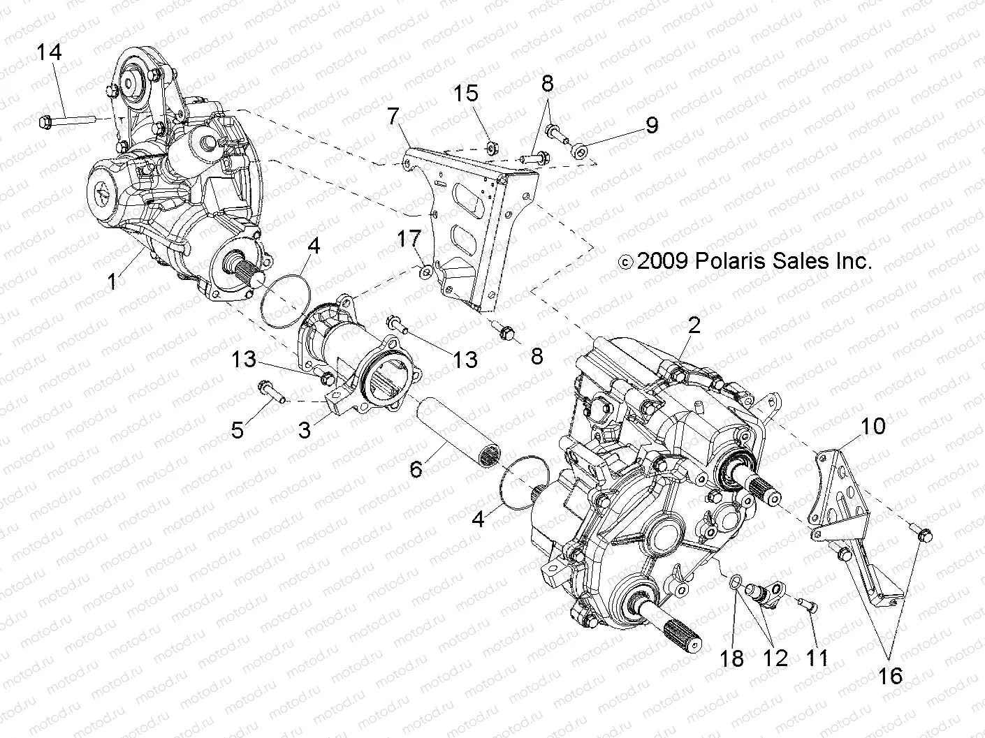 DRIVE TRAIN | DRIVE TRAIN, GEARCASE, DIFFERENTIAL MOUNTING (Built 5/16/10 and Before) - R10VH76FX (49RGRTRANSMTG10RZRI)