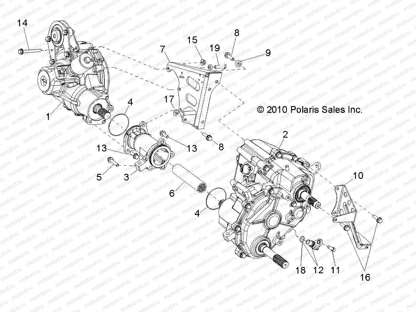 DRIVE TRAIN | DRIVE TRAIN, GEARCASE, DIFFERENTIAL MOUNTING - Z14VE76FX/FI (49RGRTRANSMTG11RZRSI)