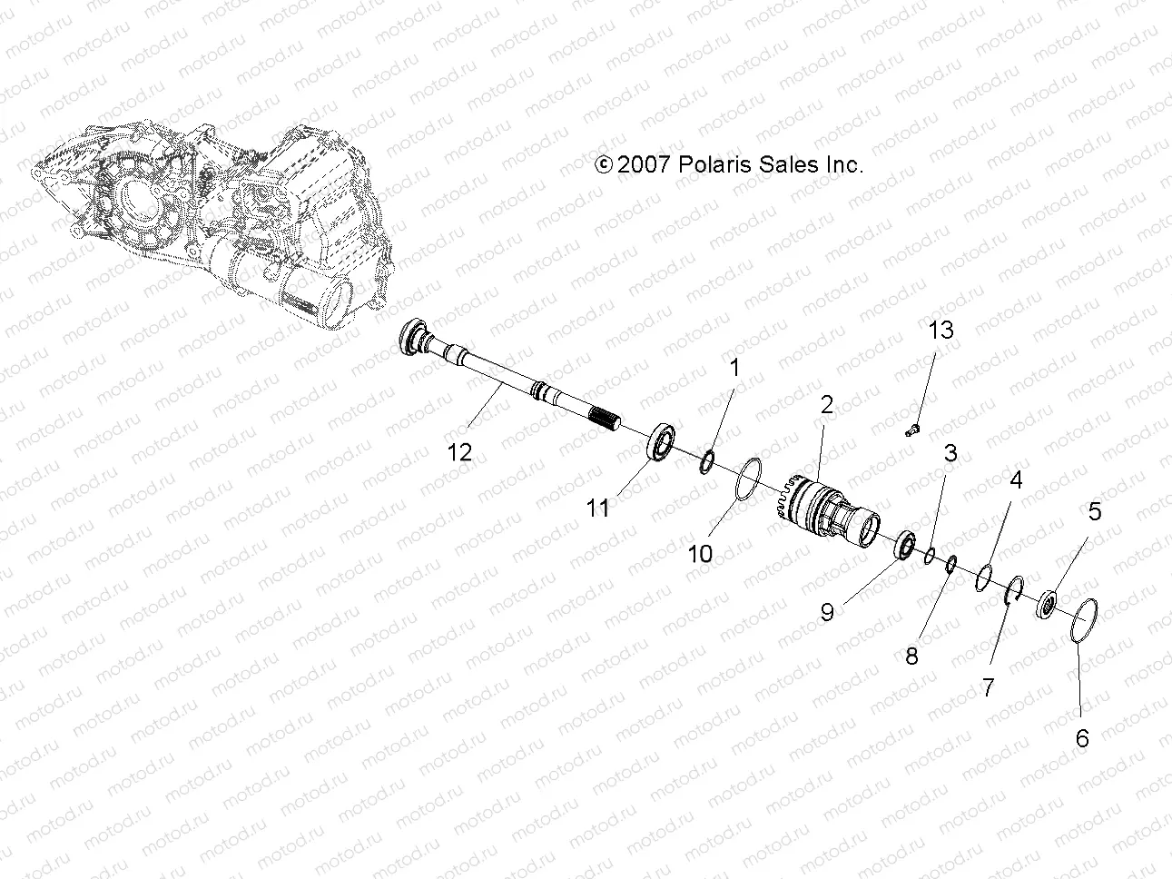 DRIVE TRAIN | DRIVE TRAIN, GEARCASE FRONT OUTPUT SHAFT - A09MN50ET (49ATVSHAFTOUTPUT08SP500)
