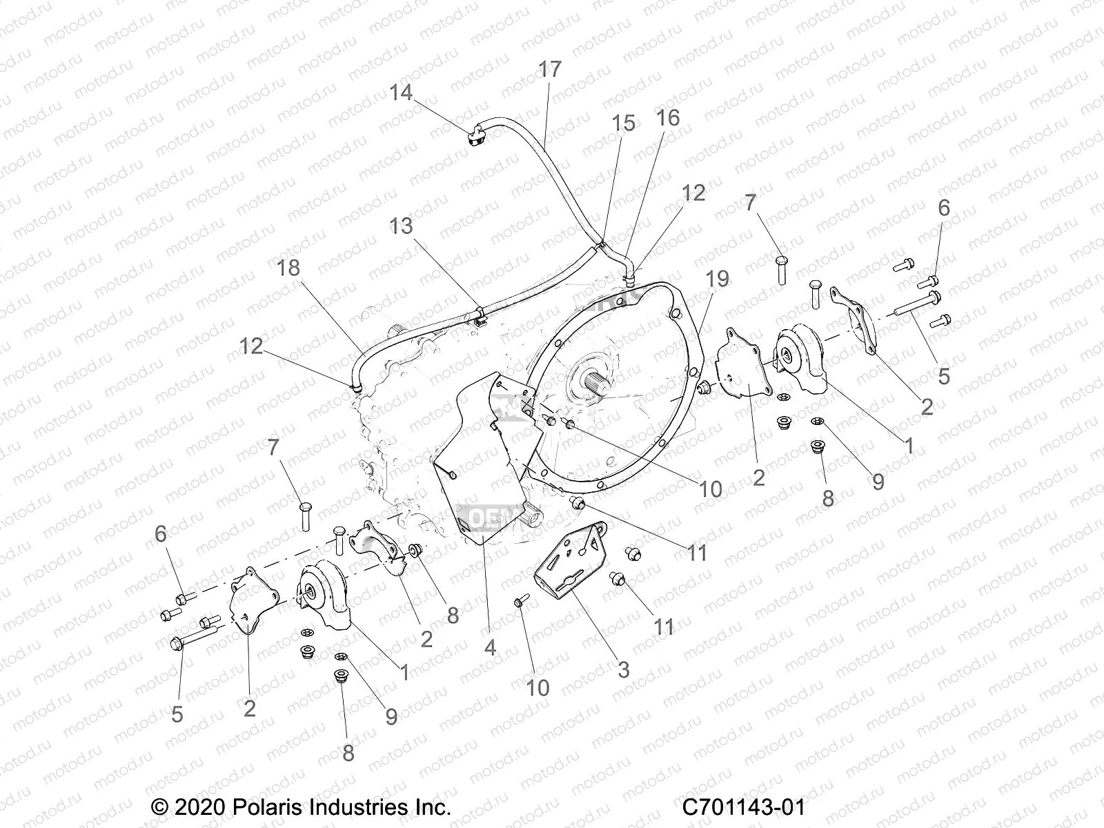 DRIVE TRAIN | DRIVE TRAIN, GEARCASE, MAIN, MOUNTING -  Z22RGL2KAP/AL/BK/BP/BT (C701143-01)