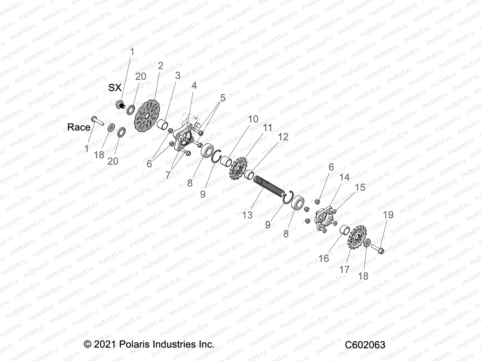 DRIVE TRAIN | DRIVE TRAIN, JACKSHAFT AND BRAKE DISC - J22FBLXXXA/FBRXXXA (C602063)