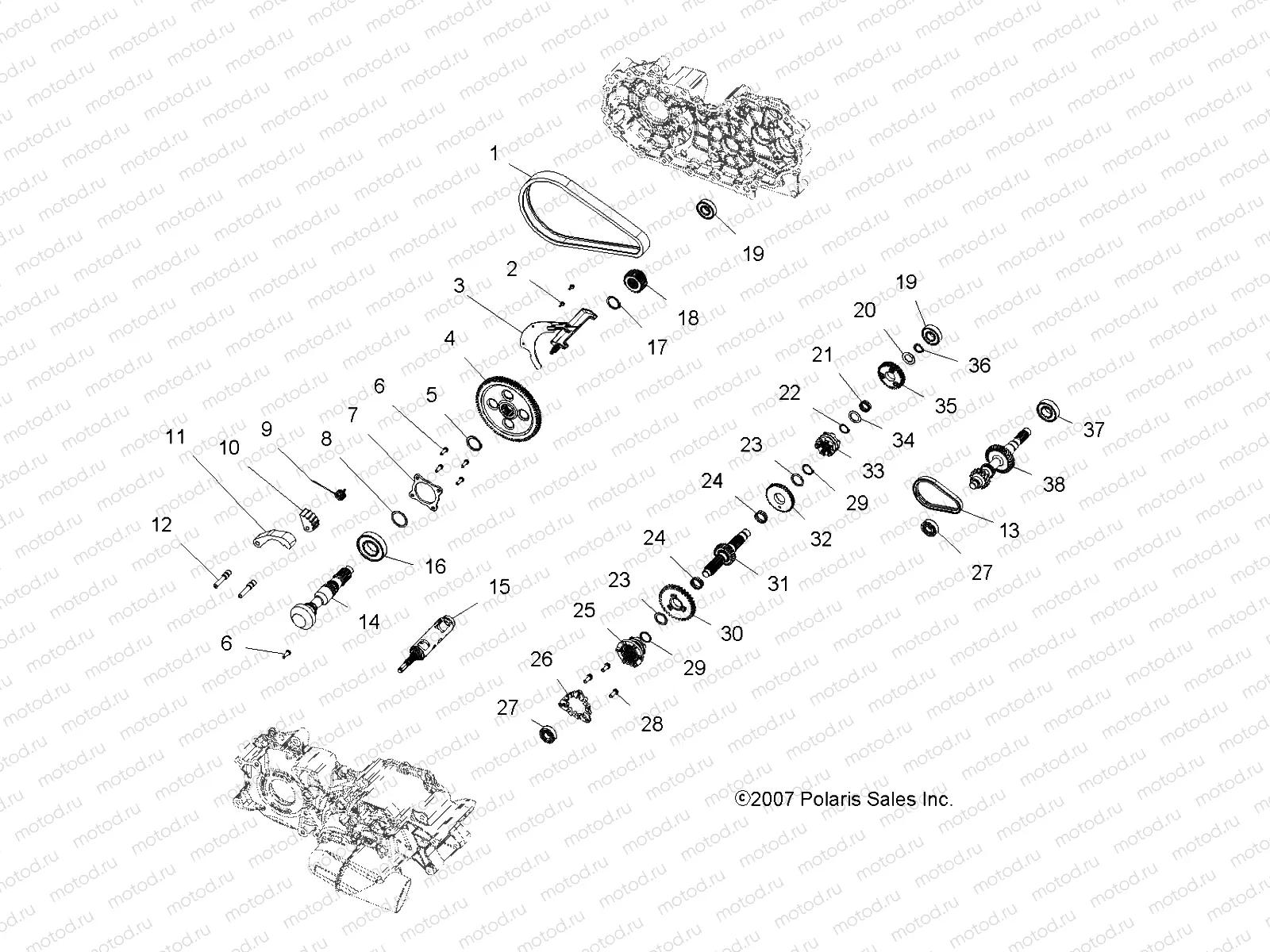 DRIVE TRAIN | DRIVE TRAIN, MAIN GEARCASE INTERNAL - A09DN50AB/AZ (49ATVTRANSINTL08SPX25)