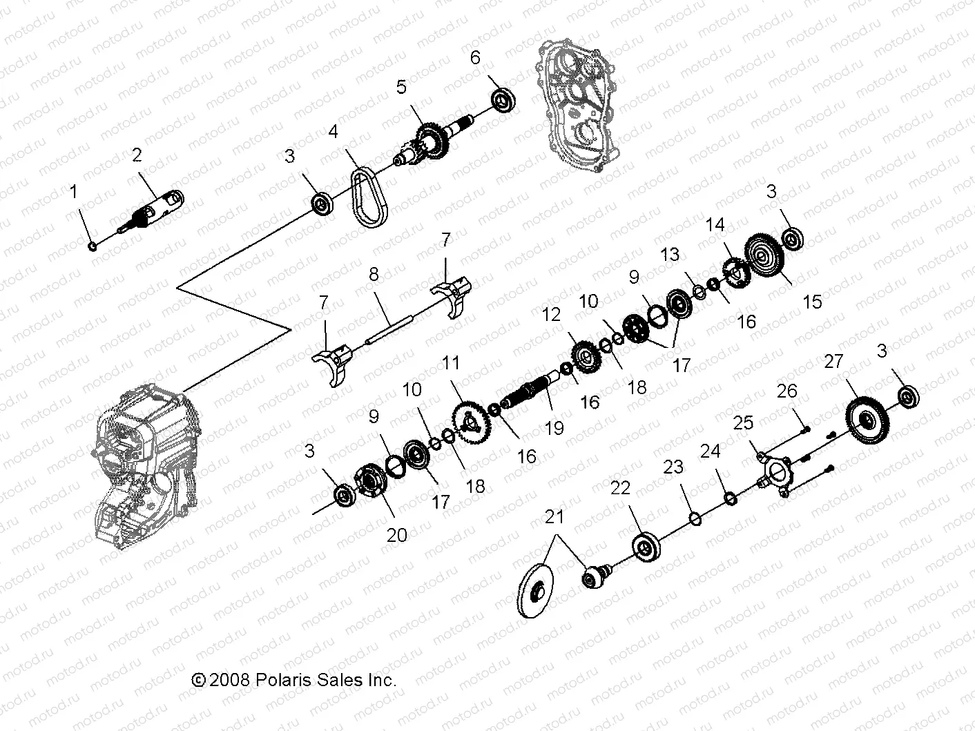 DRIVE TRAIN | DRIVE TRAIN, MAIN GEARCASE INTERNAL - A09MN76AX/AZ (49ATVTRANSINTL08SP800)