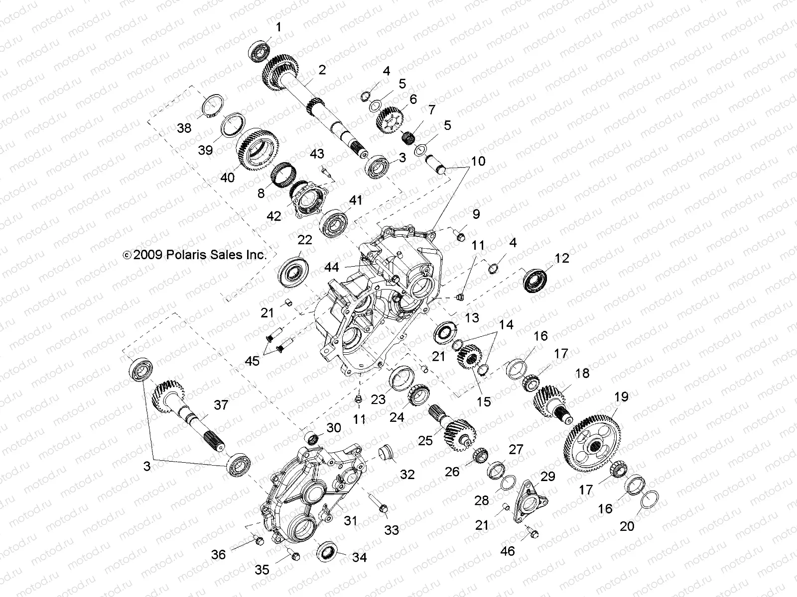 DRIVE TRAIN | DRIVE TRAIN, MAIN GEARCASE INTERNALS 1 (Built 5/16/10 and Before) - R10VH76AB/AO/AQ/AW (49RGRTRANSINTL10RZRS)