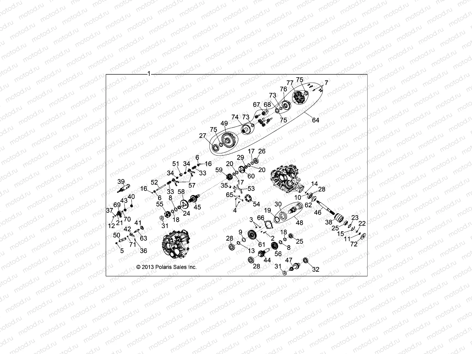 DRIVE TRAIN | DRIVE TRAIN, MAIN GEARCASE INTERNALS 1 - R16B1PD1AA/2P (49BRUTUSGCMNINTL13)