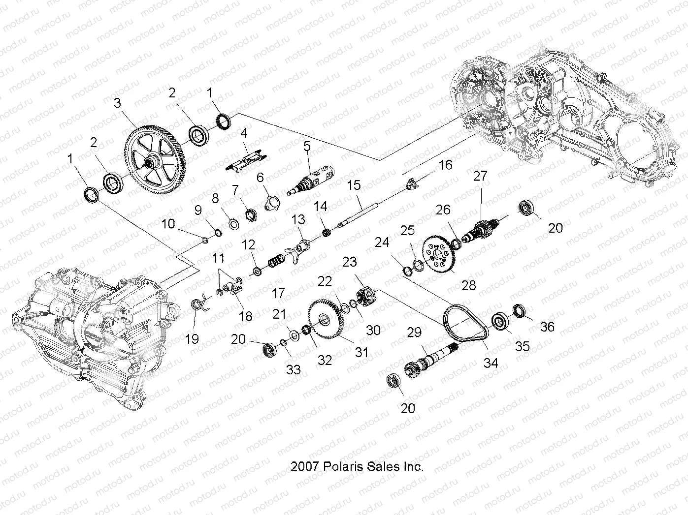 DRIVE TRAIN | DRIVE TRAIN, MAIN GEARCASE INTERNALS - A08LB27AA (49ATVTRANSINTL08HAWKINTL)