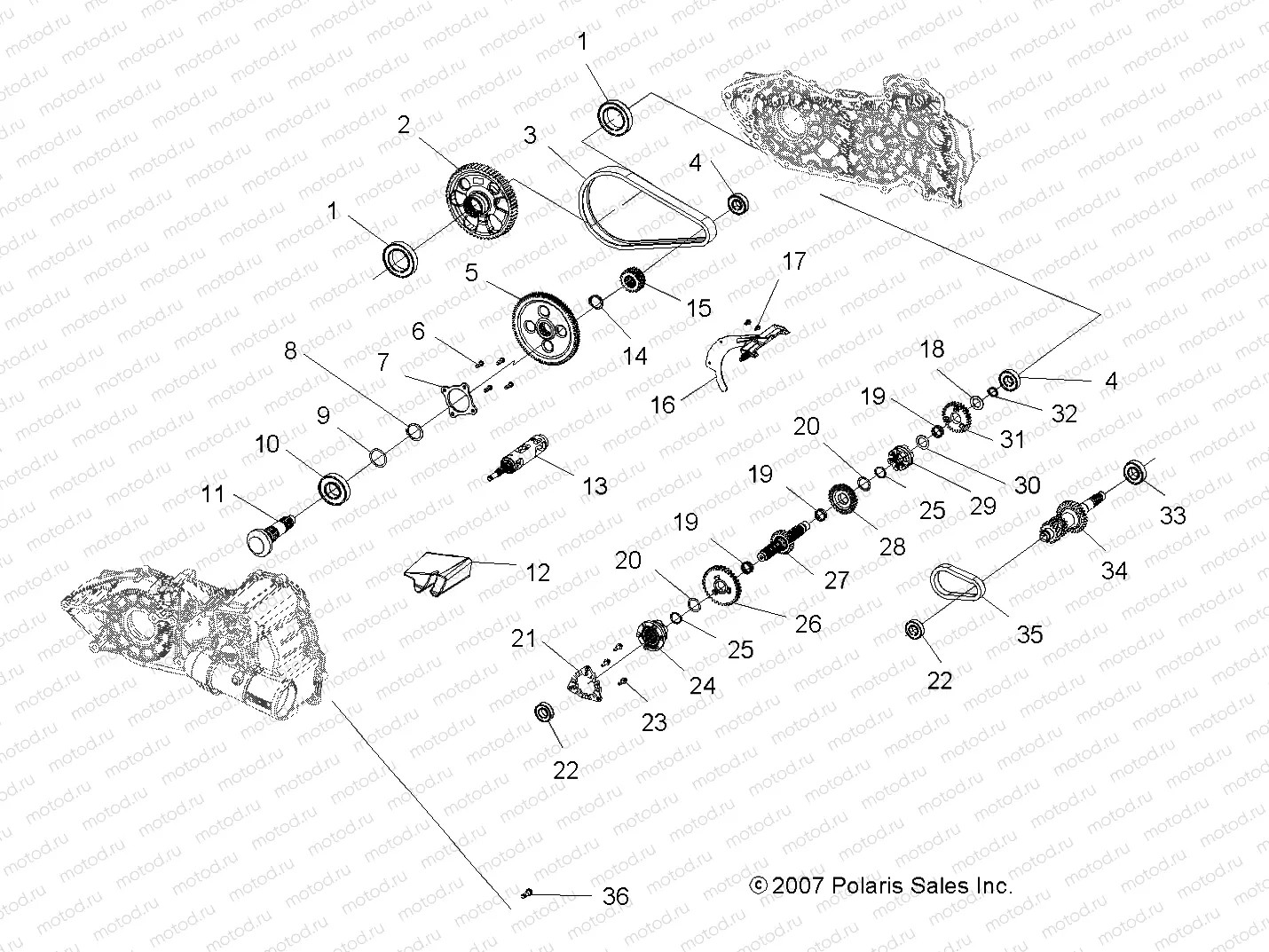 DRIVE TRAIN | DRIVE TRAIN, MAIN GEARCASE INTERNALS - A10MH50FX/FF (49ATVTRANSINTL08SP500)