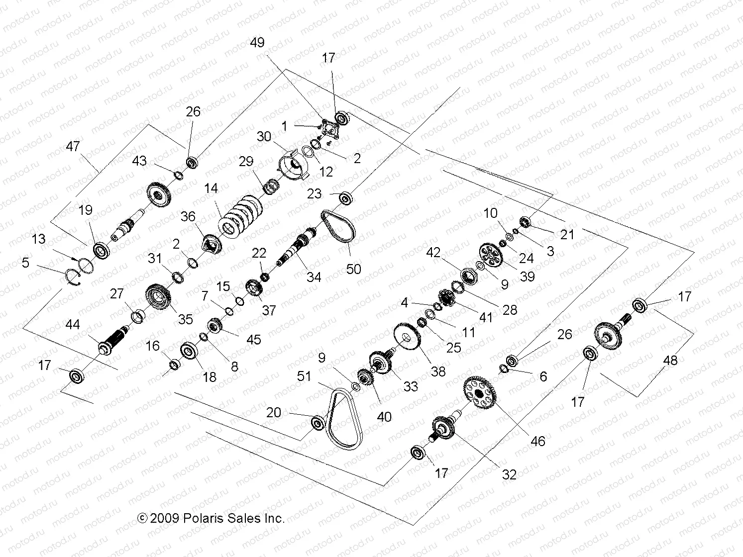 DRIVE TRAIN | DRIVE TRAIN, MAIN GEARCASE INTERNALS - A10ZX55AL/AT/AX (49ATVTRANSINTL10SPXP850)