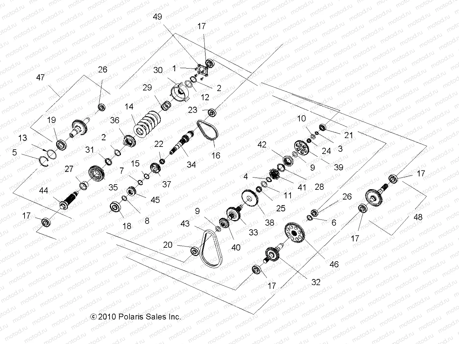 DRIVE TRAIN | DRIVE TRAIN, MAIN GEARCASE INTERNALS (Built 3/01/11 and Before) - A11TN55FA (49ATVTRANSINTL1332845)