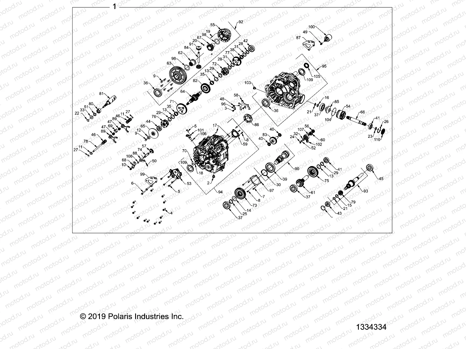 DRIVE TRAIN | DRIVE TRAIN, MAIN GEARCASE INTERNALS - D22P4ED4B4/FD4B4 (1334334)
