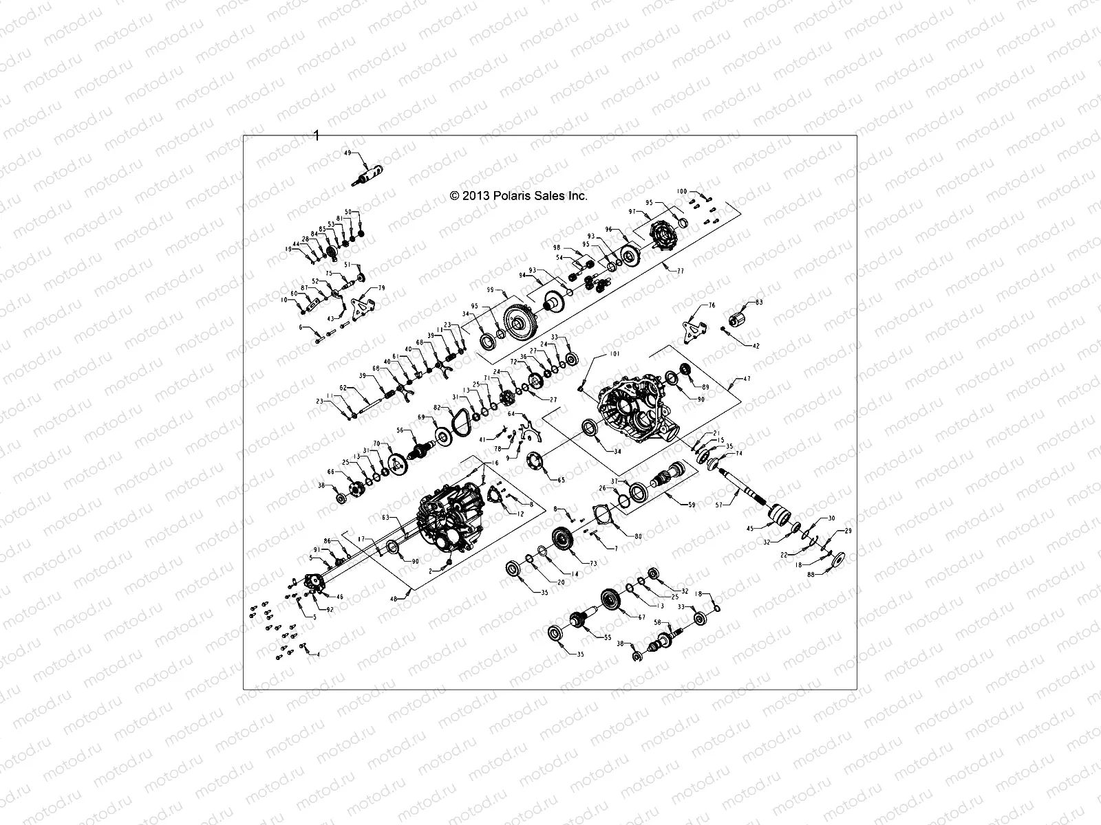 DRIVE TRAIN | DRIVE TRAIN, MAIN GEARCASE, INTERNALS - R15RTA/E87 ALL OPTIONS (49RGRGEARCASE1333187)