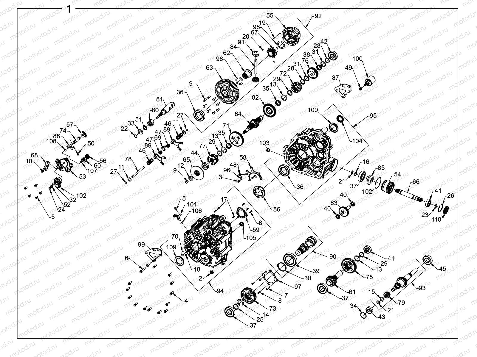 DRIVE TRAIN | DRIVE TRAIN, MAIN GEARCASE INTERNALS - R21RRED4FA/NA/SCA (702656)