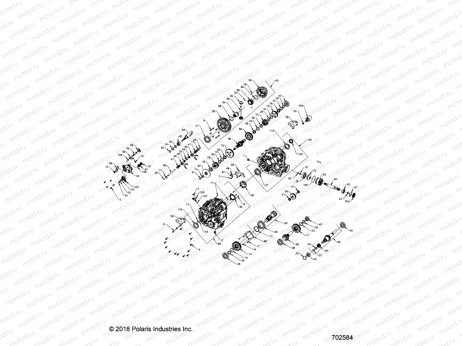 DRIVE TRAIN | DRIVE TRAIN, MAIN GEARCASE INTERNALS (TO 9/30/2019) - R20RRED4F1/N1/SD4C1 (702584)
