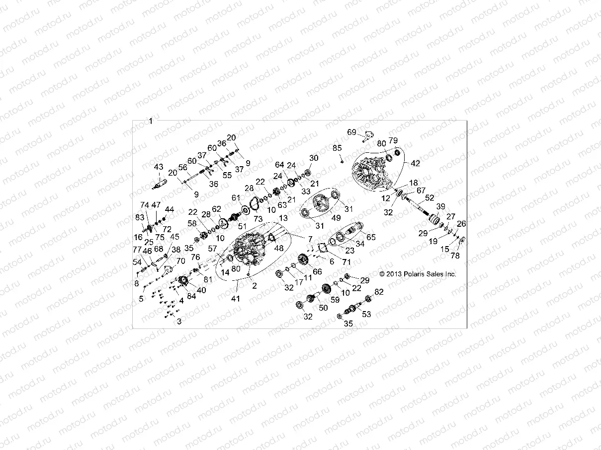 DRIVE TRAIN | DRIVE TRAIN, MAIN GEARCASE INTERNALS - Z14ST1EAM/EAW/EAK/EAN/EFW (49RGRGEARCASE14RZR1000)