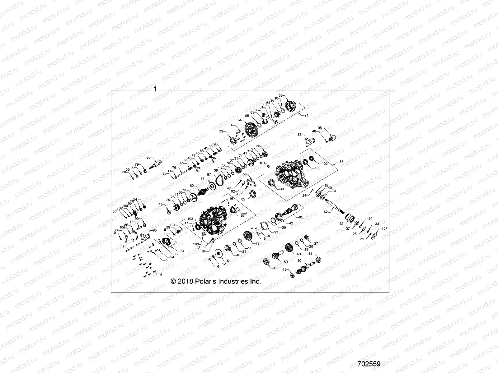 DRIVE TRAIN | DRIVE TRAIN, MAIN GEARCASE INTERNALS - Z19VBE99F2/S99C2/CM (702559)