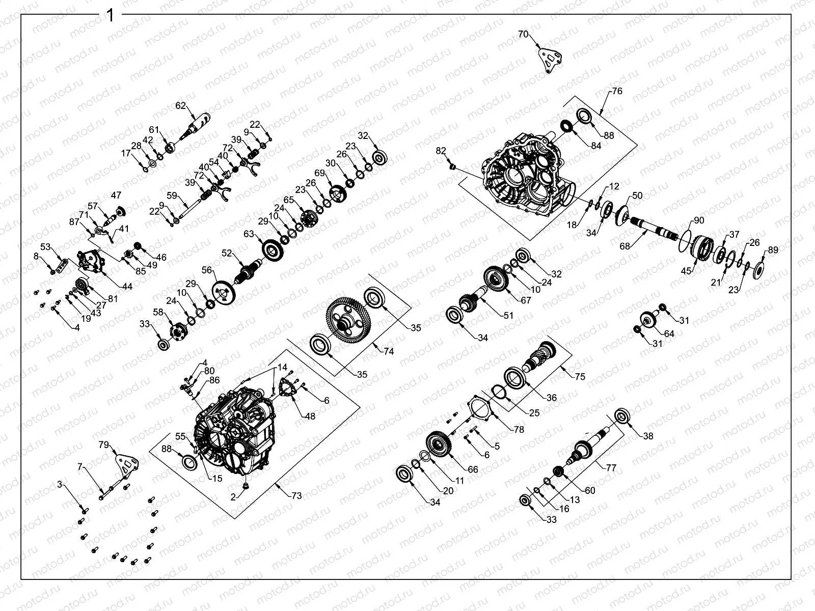 DRIVE TRAIN | DRIVE TRAIN, MAIN GEARCASE INTERNALS - Z23GAD92A/92B (1334591)