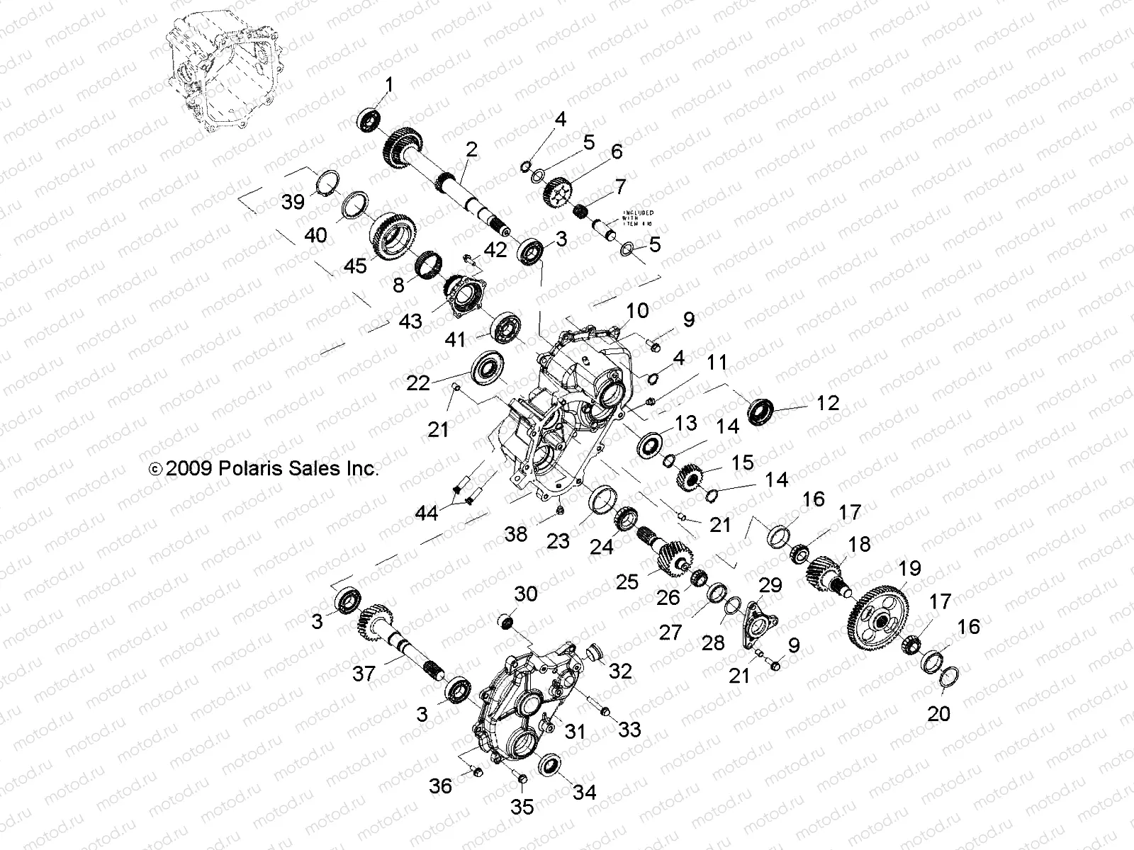 DRIVE TRAIN | DRIVE TRAIN, MAIN GEARCASE INTL COMP 1 (BUILT 10/15/08 AND BEFORE) - R09VH76 ALL OPTIONS (49RGRTRANSINTL09RZRB)