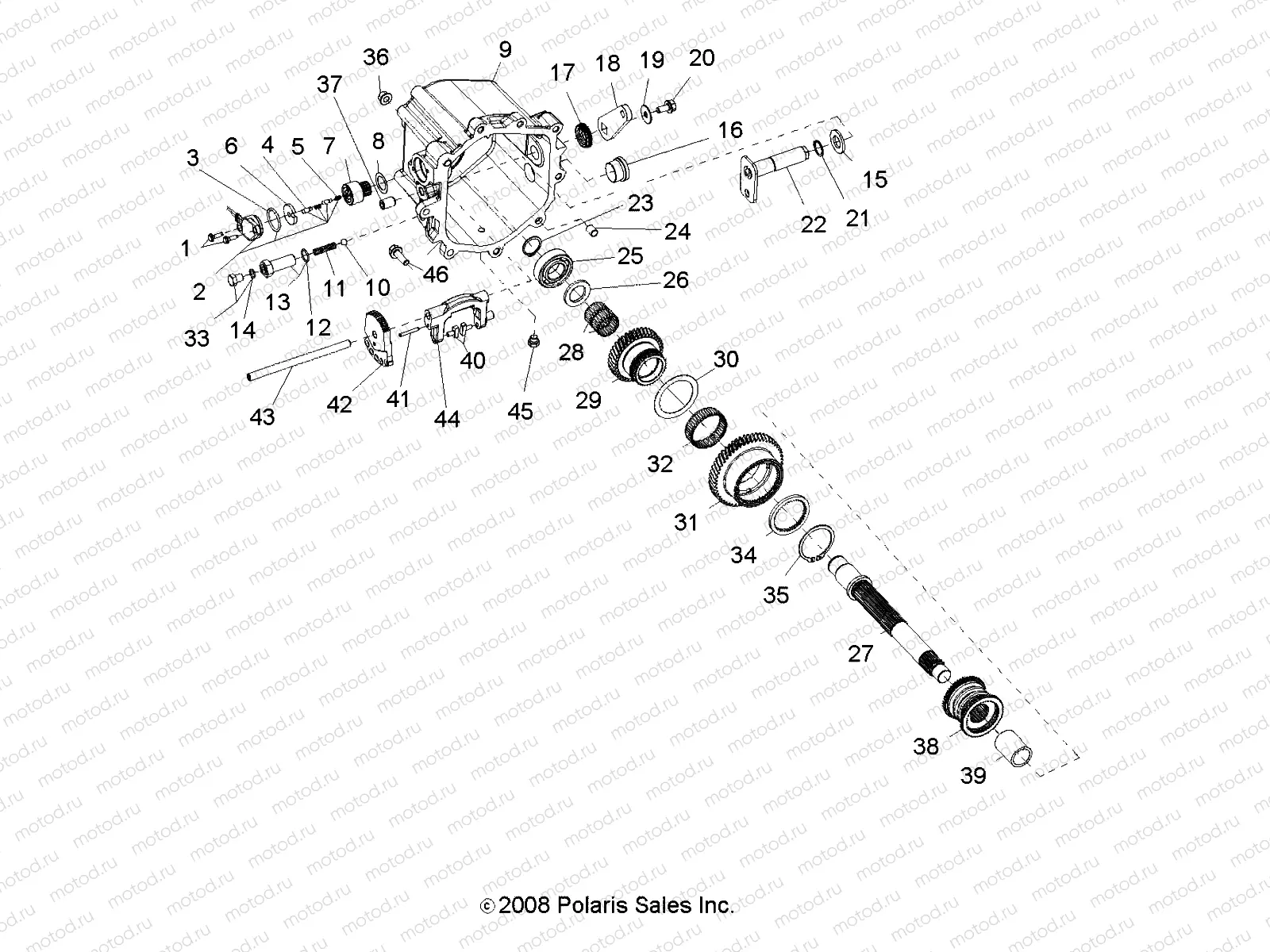DRIVE TRAIN | DRIVE TRAIN, MAIN GEARCASE INTL COMP 2 (BUILT 10/16/08 AND AFTER) - R09VH76 ALL OPTIONS (49RGRTRANSINTL209RZR)
