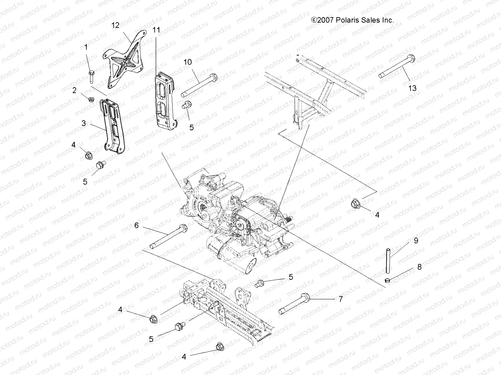 DRIVE TRAIN | DRIVE TRAIN, MAIN GEARCASE MOUNTING - A10DH50AX/AZ (49ATVGEARCASEMTG08SPTRG500)