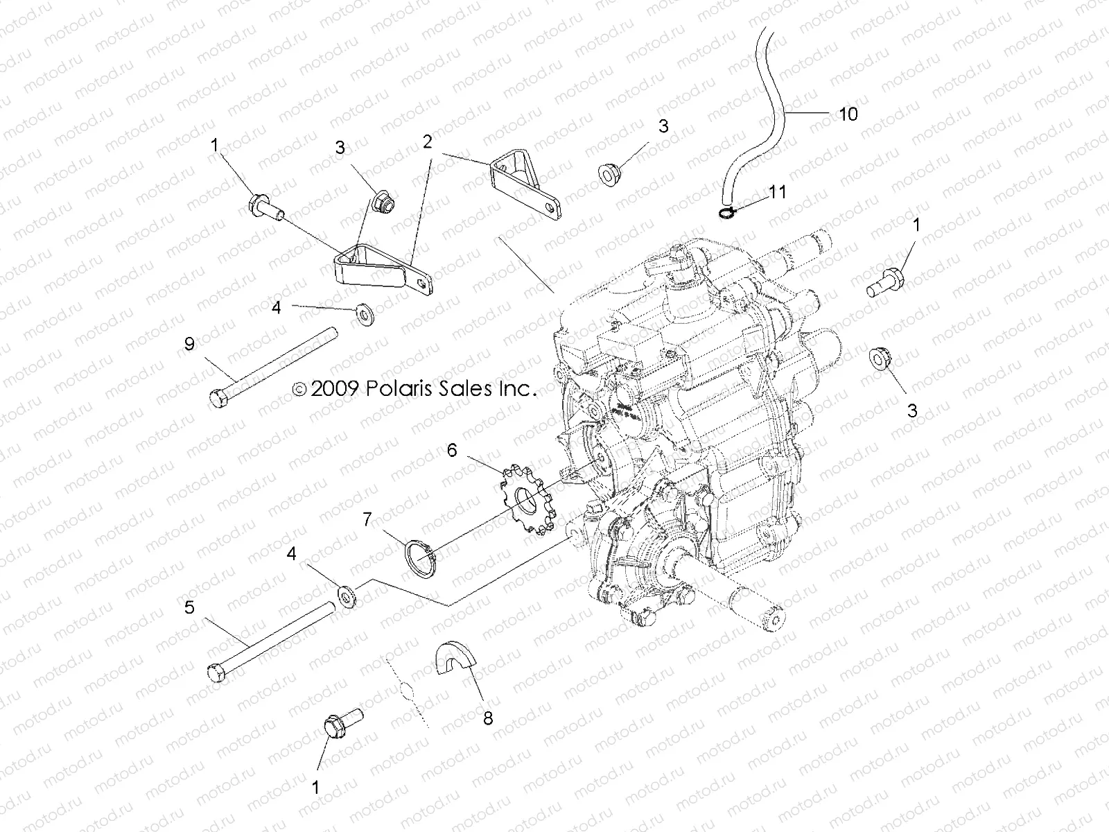 DRIVE TRAIN | DRIVE TRAIN, MAIN GEARCASE MOUNTING - A11NG50AA (49ATVGEARCASE10SCRAM)