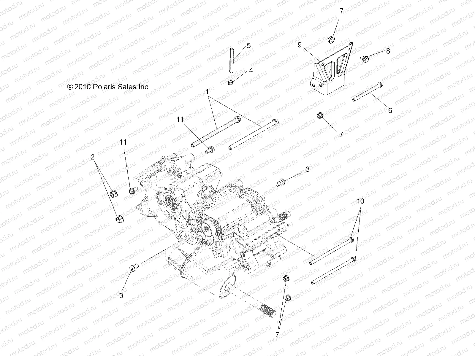 DRIVE TRAIN | DRIVE TRAIN, MAIN GEARCASE MOUNTING - A12MH76AD/AX/AZ (49ATVGEARCASEMTG11SP500)