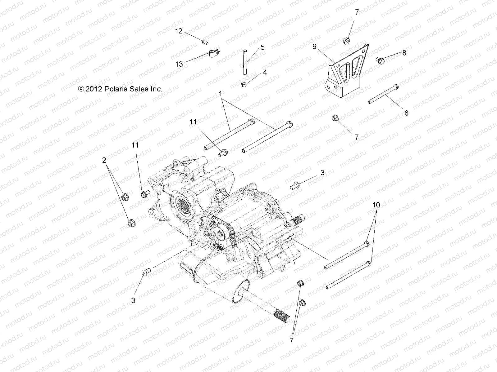 DRIVE TRAIN | DRIVE TRAIN, MAIN GEARCASE MOUNTING - A13MH50FF/FJ/FU (49ATVGEARCASEMTG13SP500)