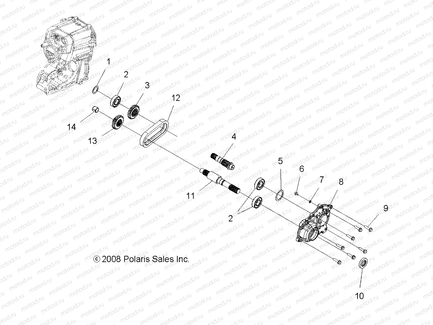 DRIVE TRAIN | DRIVE TRAIN, MAIN GEARCASE OUTPUT SHAFT - A13CF76AA (49ATVSHAFTOUTPUT096X6)