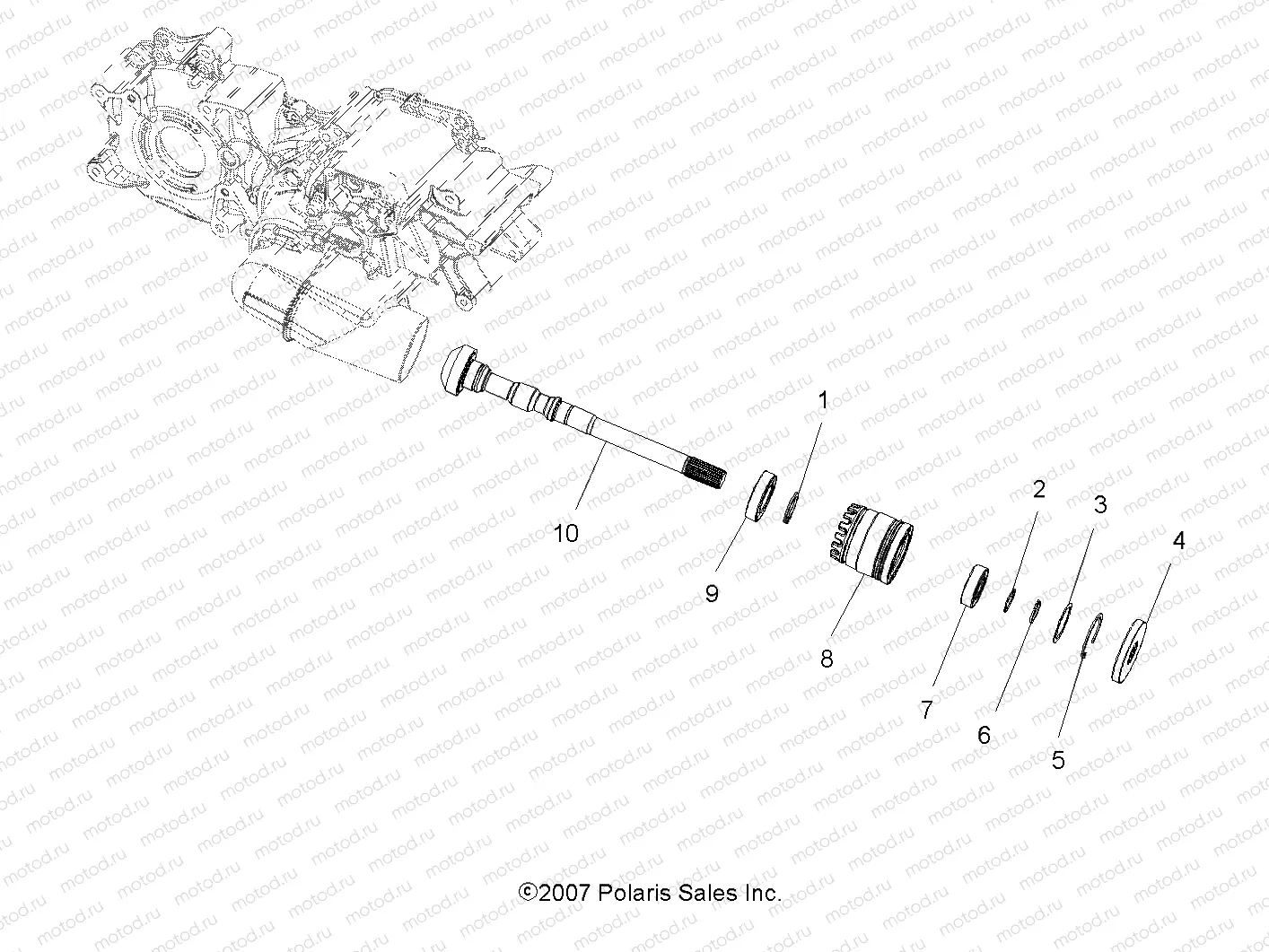 DRIVE TRAIN | DRIVE TRAIN, MAIN GEARCASE OUTPUT SHAFT - A13DH50AX/AZ (49ATVSHAFTOUTPUT08SPX25)