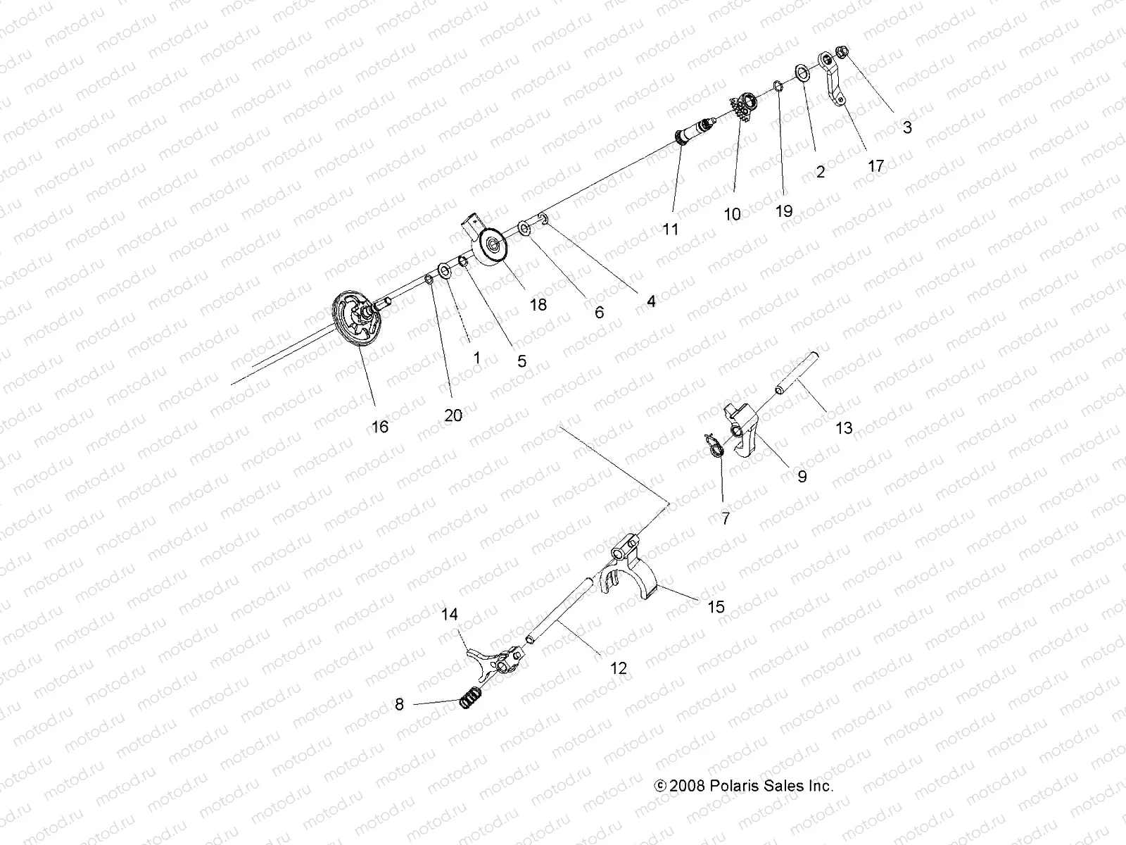 DRIVE TRAIN | DRIVE TRAIN, MAIN GEARCASE SHIFT FORKS - A14DN5EAH/EAR (49ATVSHIFT09SPXP850)