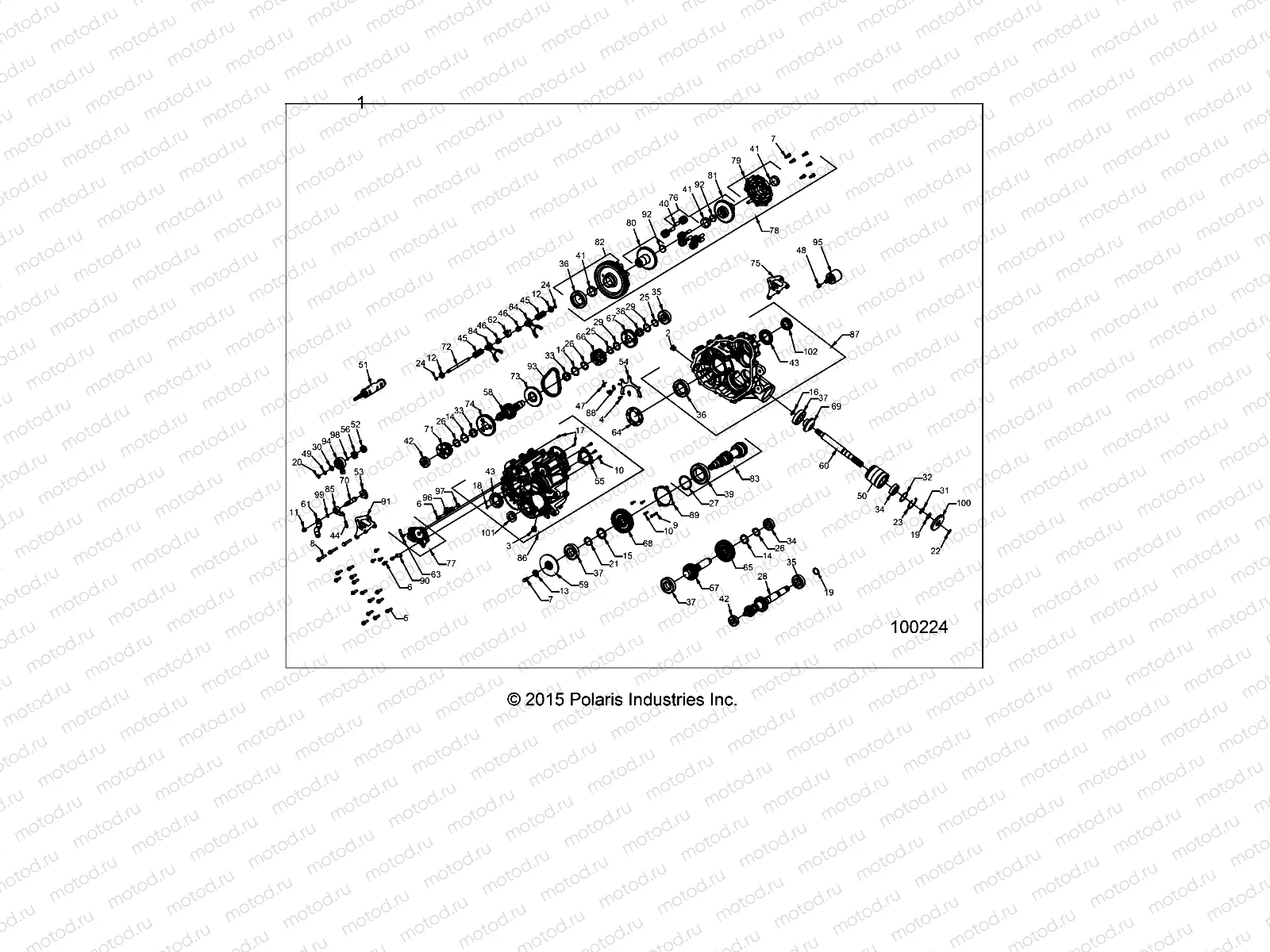 DRIVE TRAIN | DRIVE TRAIN, MAIN GEARCASE (TO 2/22/16) - A16DAA57F1/F2/E57FM (100224)
