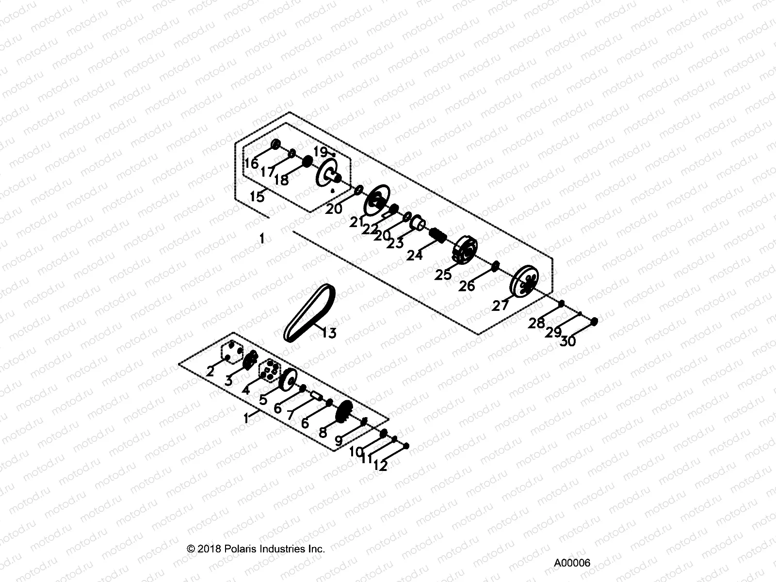 DRIVE TRAIN | DRIVE TRAIN, PRIMARY  AND SECONDARY CLUTCHS - A23YAF11B5/N5 (A00006)