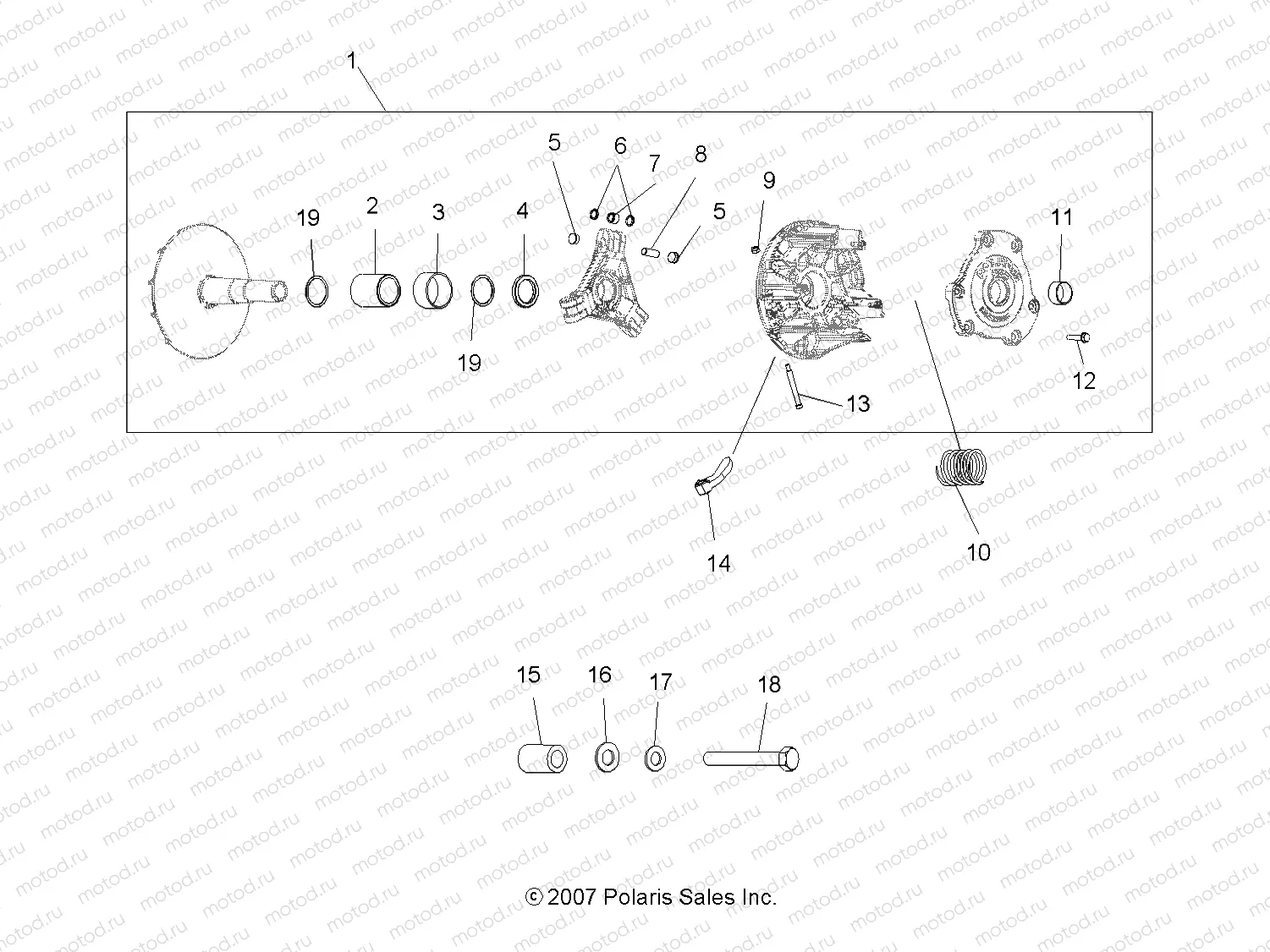 DRIVE TRAIN | DRIVE TRAIN, PRIMARY CLUTCH - A08TN50AT/AX/AZ (49ATVCLUTCH08SPX25)