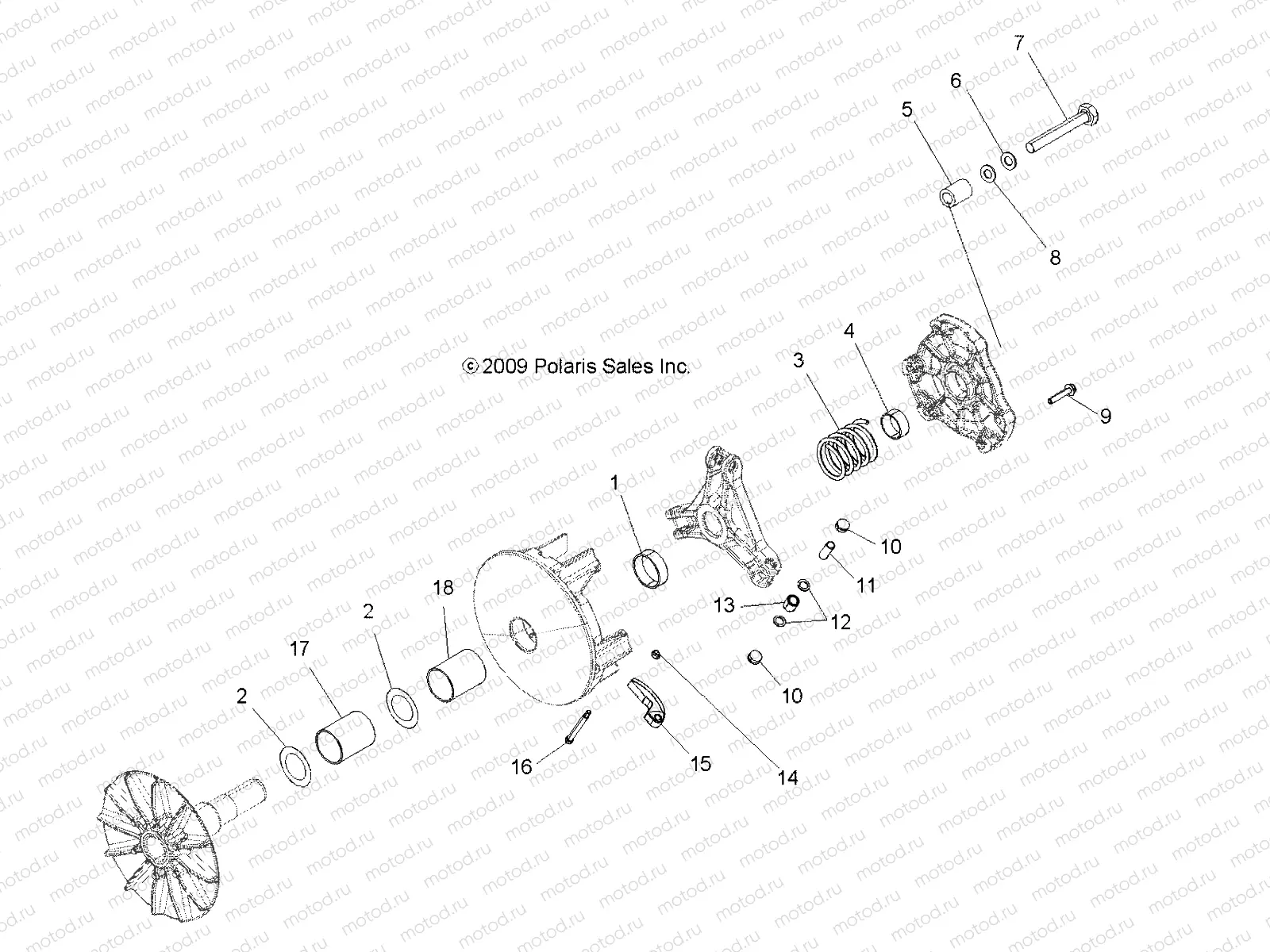 DRIVE TRAIN | DRIVE TRAIN, PRIMARY CLUTCH - A10MH76AJ/MN76AX/AZ (49ATVCLUTCH10SP800)