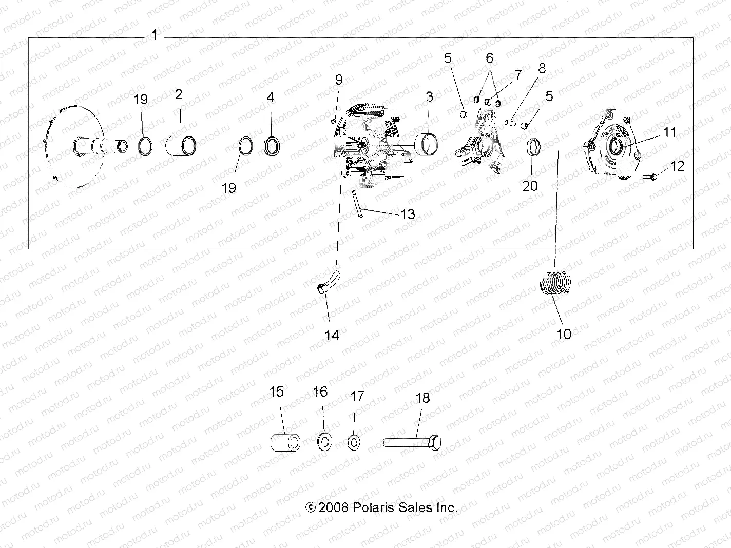 DRIVE TRAIN | DRIVE TRAIN, PRIMARY CLUTCH - A10ZN55AL/AQ/AX (49ATVCLUTCH09SPXP550)