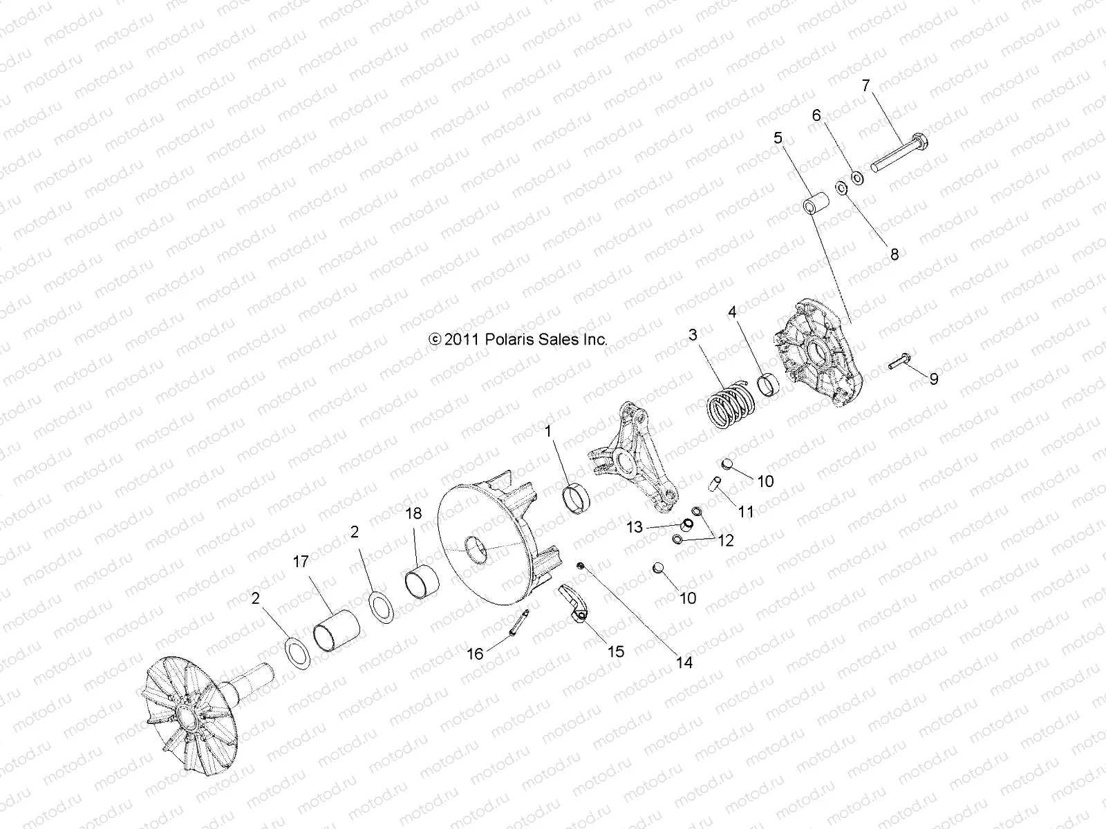 DRIVE TRAIN | DRIVE TRAIN, PRIMARY CLUTCH - A14MH76AA/AH (49ATVPRIMARY11SP800)