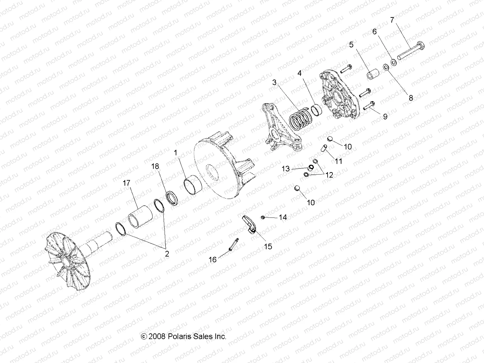 DRIVE TRAIN | DRIVE TRAIN, PRIMARY CLUTCH - R12TH76/TH7E/TX7E ALL OPTIONS (49RGRCLUTCHDRV09CREW)