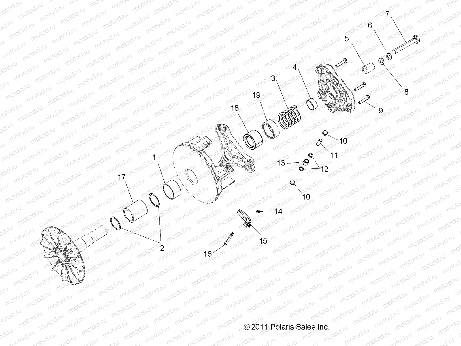 DRIVE TRAIN | DRIVE TRAIN, PRIMARY CLUTCH - R19RME57D7 (49RGRCLUTCHDRV12RZR570)