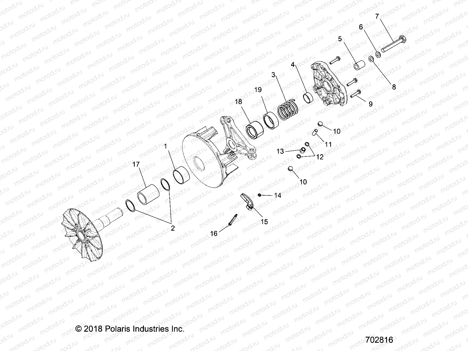DRIVE TRAIN | DRIVE TRAIN, PRIMARY CLUTCH - R22CDA57A1 (49RGRCLUTCHDRV12RZR570)