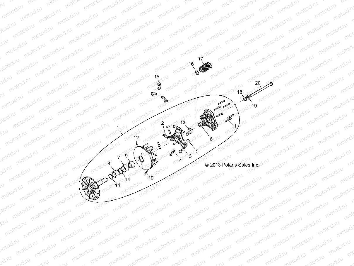 DRIVE TRAIN | DRIVE TRAIN, PRIMARY CLUTCH - Z14ST1EAM/EAW/EAK/EAN/EFW (49RGRCLUTCHDRV14RZR1000)