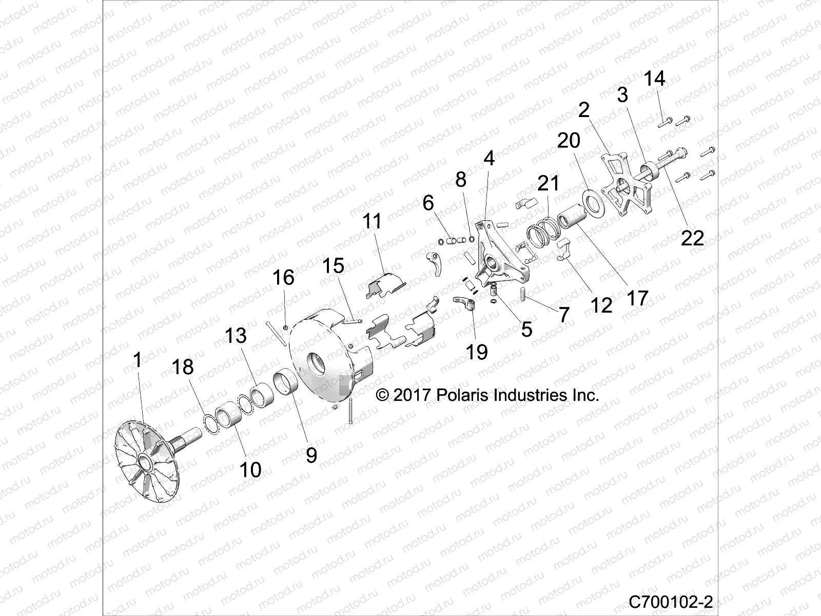 DRIVE TRAIN | DRIVE TRAIN, PRIMARY CLUTCH - Z19VGE99AK/AW/BK/BW (C700102-2)